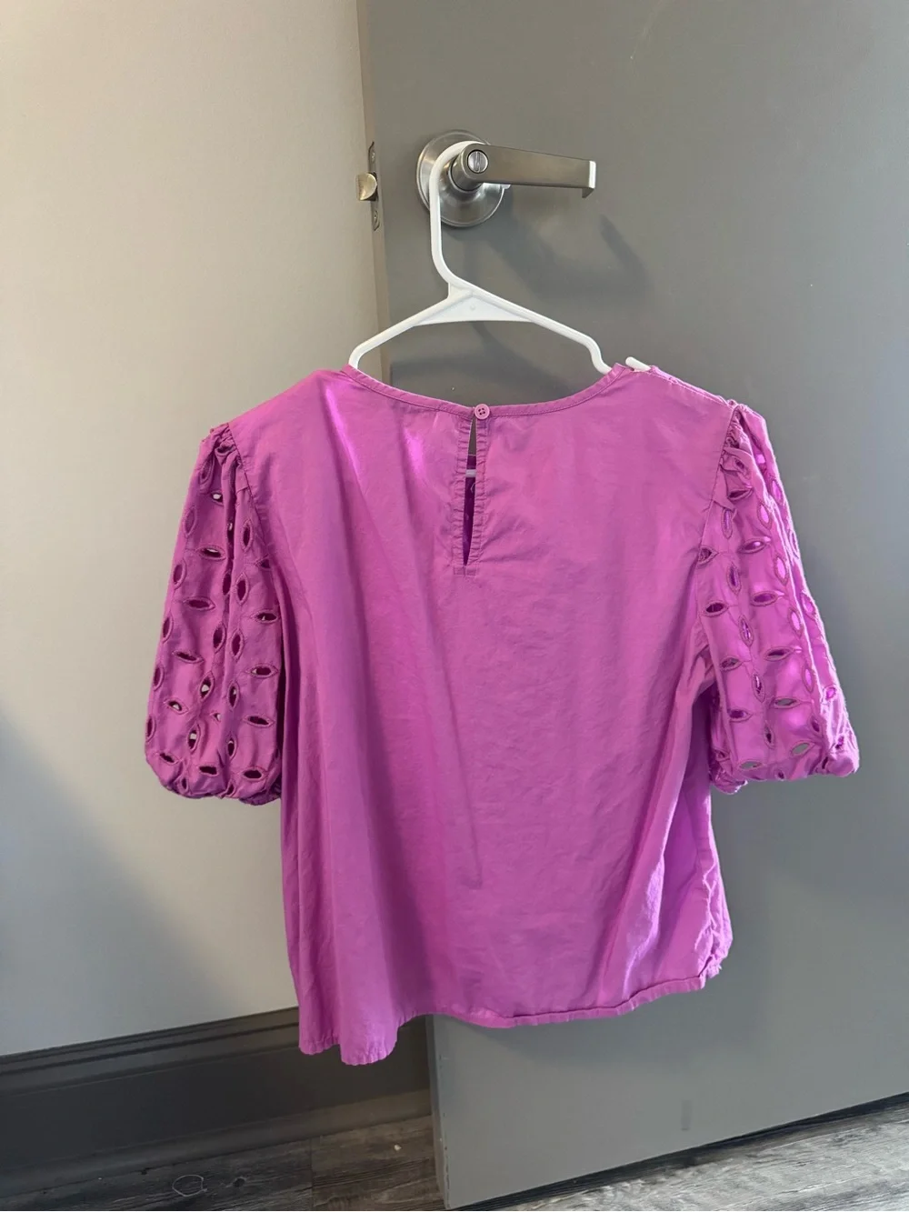 LOFT Women’s Lilac Eyelet Short Sleeve Top